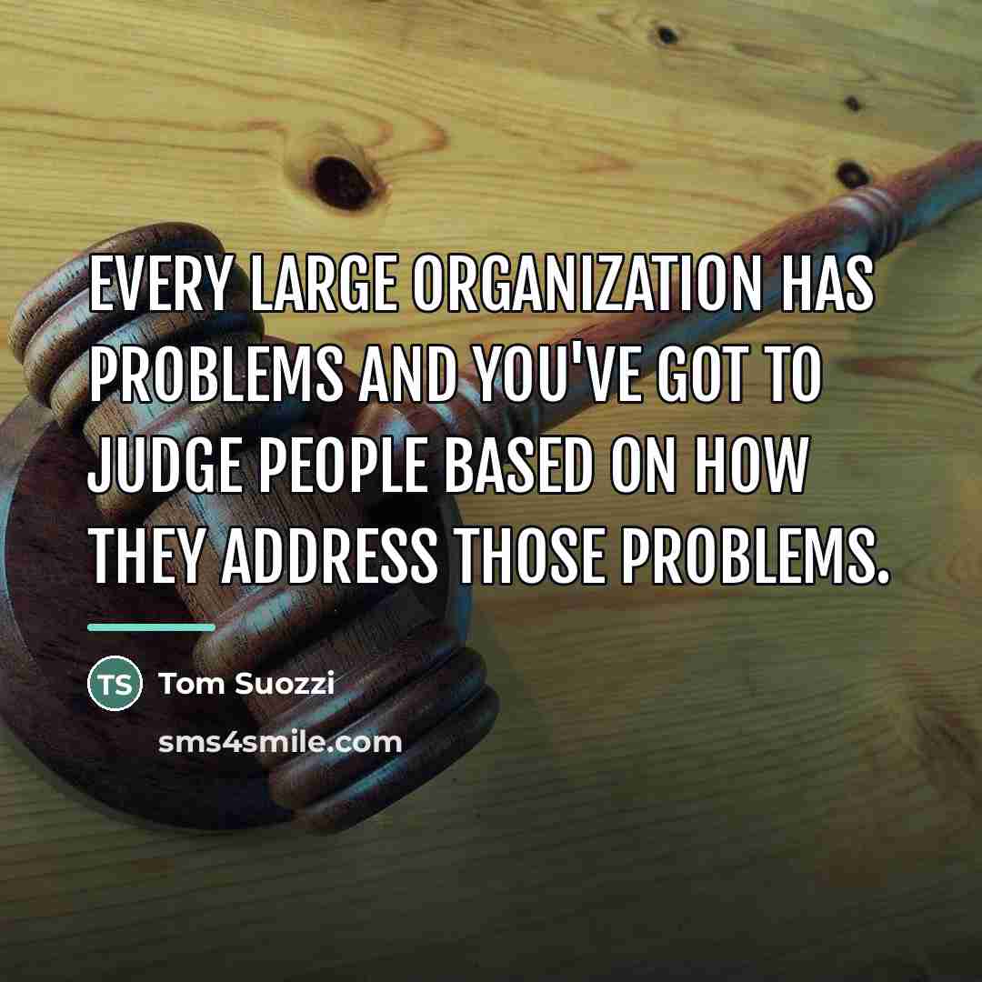 “Every large organization has problems and you've got to judge…” quote by Tom Suozzi