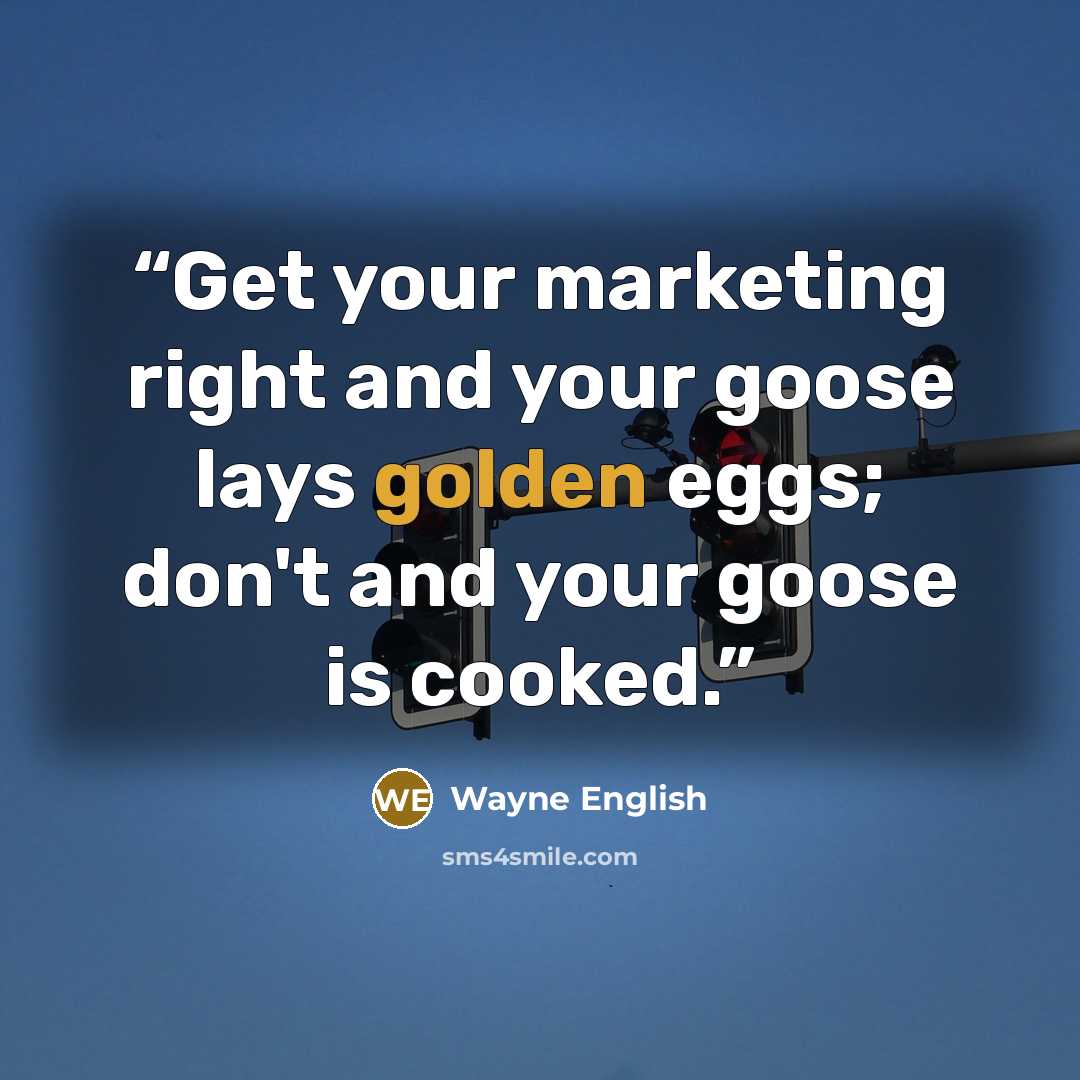 “Get your marketing right and your goose lays golden eggs; don't and your goose is cooked.” quote by Wayne English