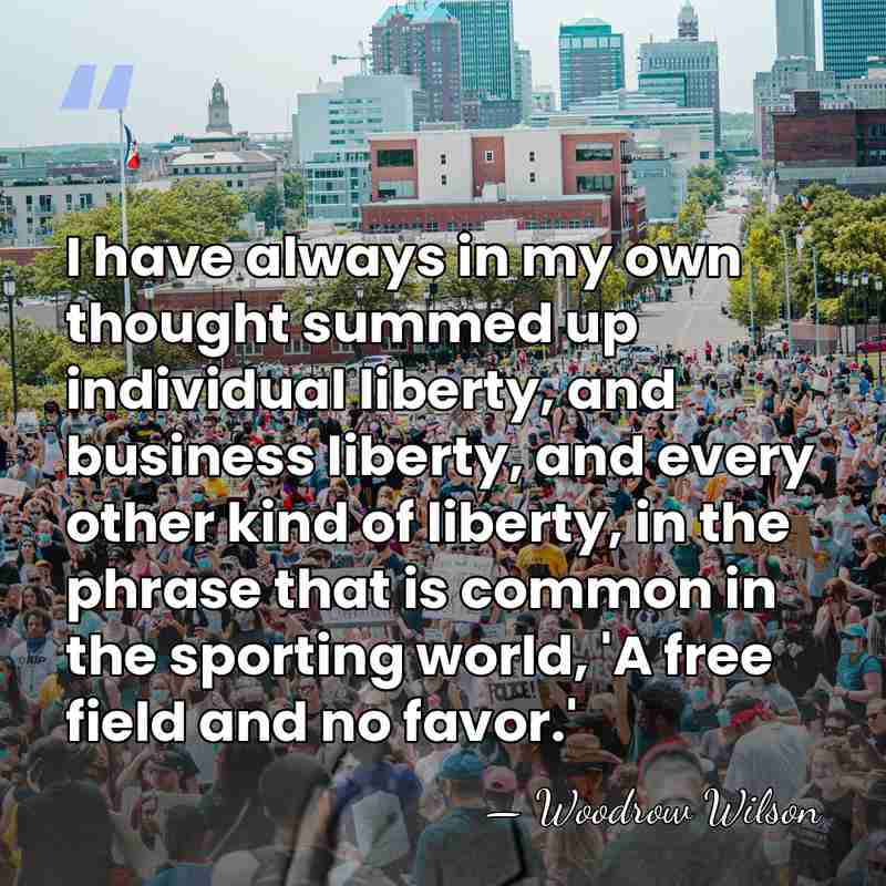 I have always in my own thought summed up individual liberty, and&hellip; - Woodrow Wilson