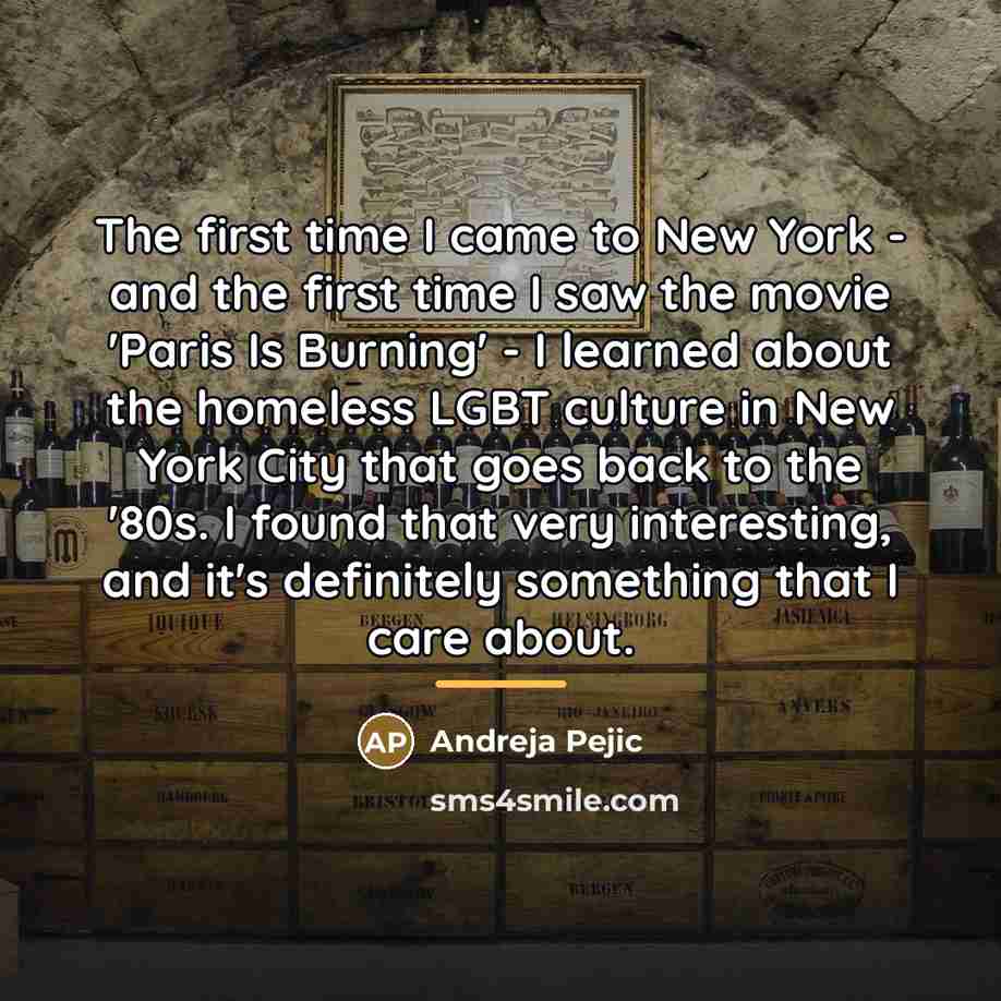 “The first time I came to New York - and…” quote by Andreja Pejic
