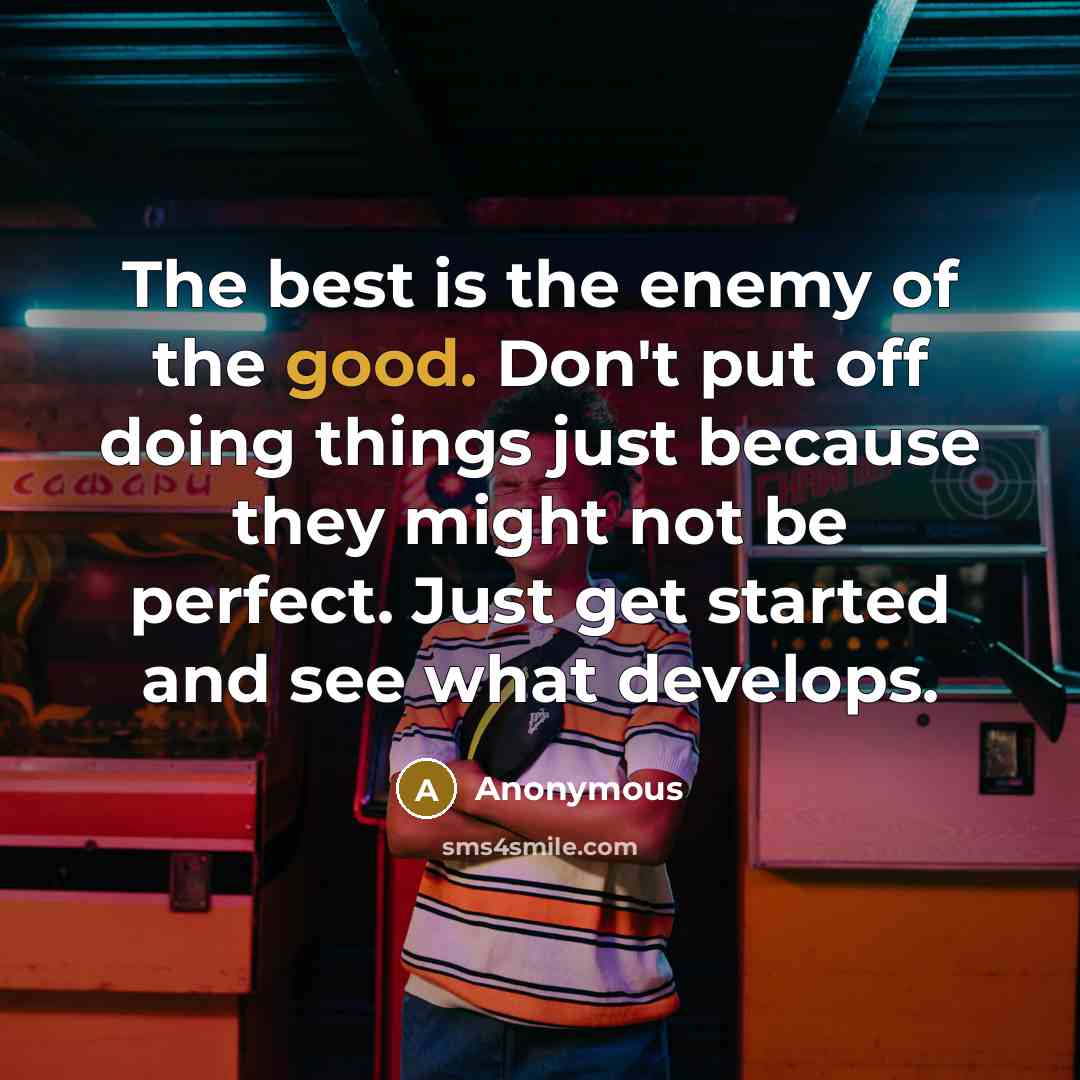 “The best is the enemy of the good. Don't put…” quote by Anonymous