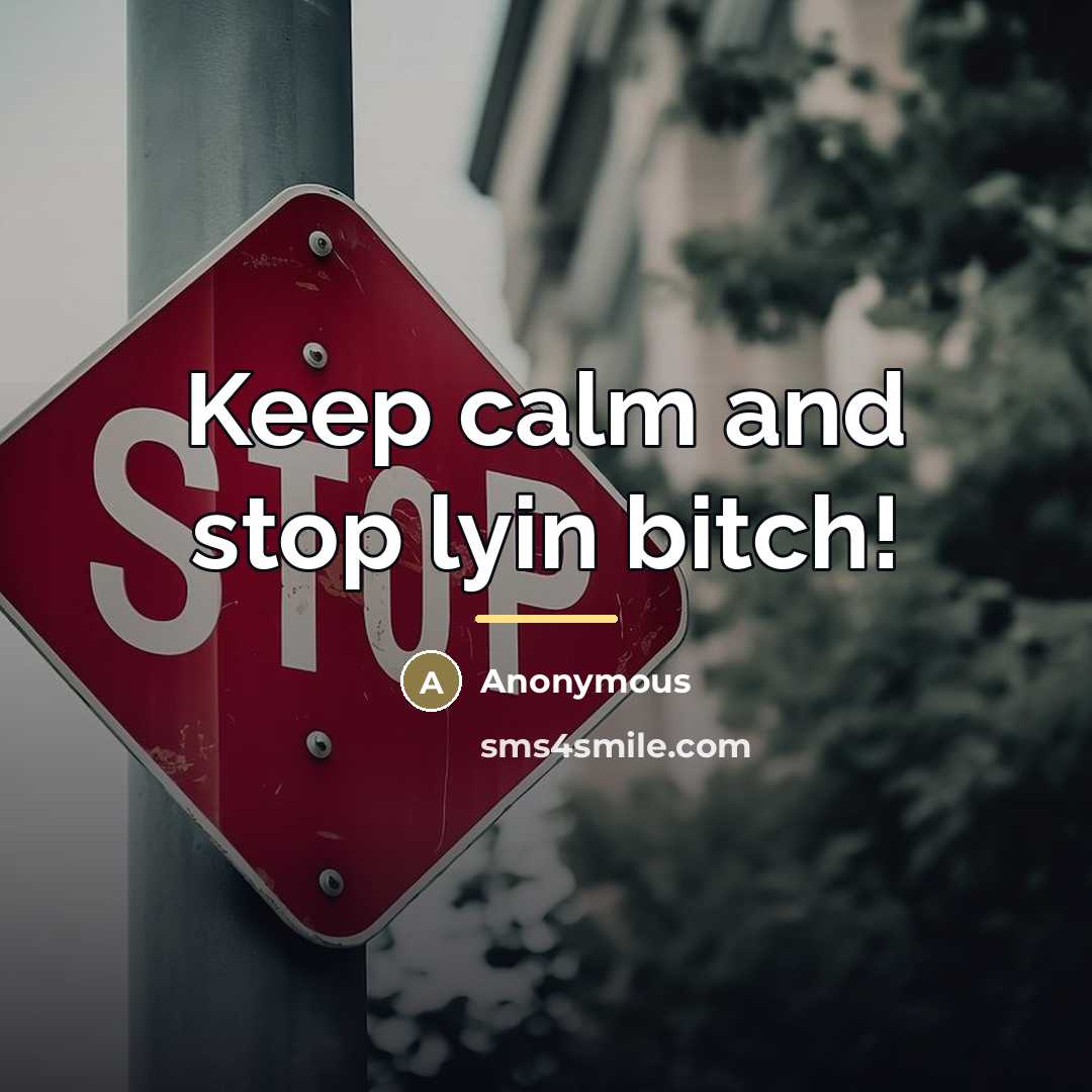 “Keep calm and stop lyin bitch!…” quote by Anonymous