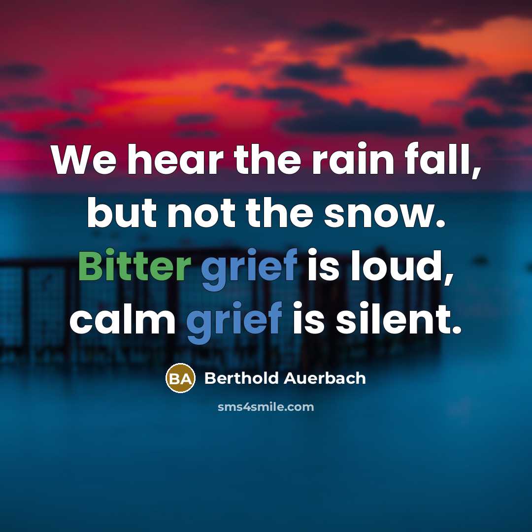 “We hear the rain fall, but not the snow. Bitter…” quote by Berthold Auerbach