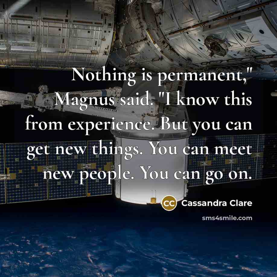 “Nothing is permanent," Magnus said. "I know this from experience.…” quote by Cassandra Clare