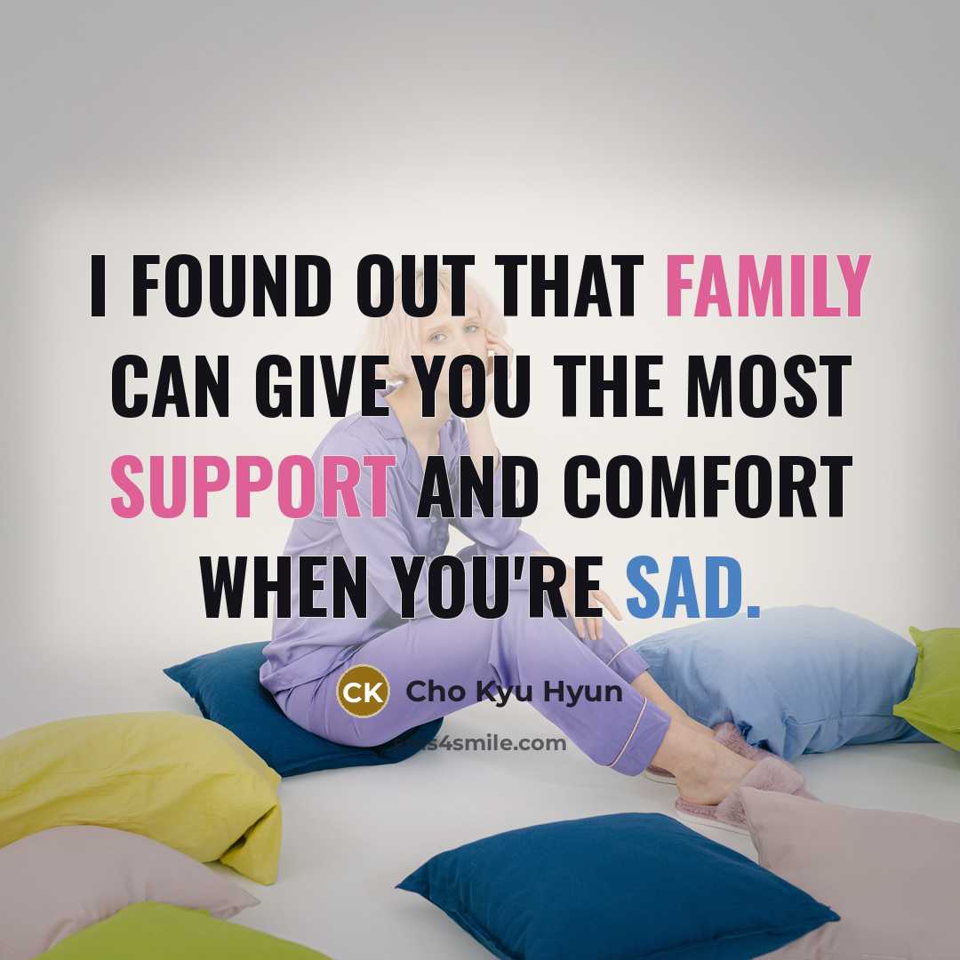 “I found out that family can give you the most support and comfort when you're sad.” quote by Cho Kyu Hyun