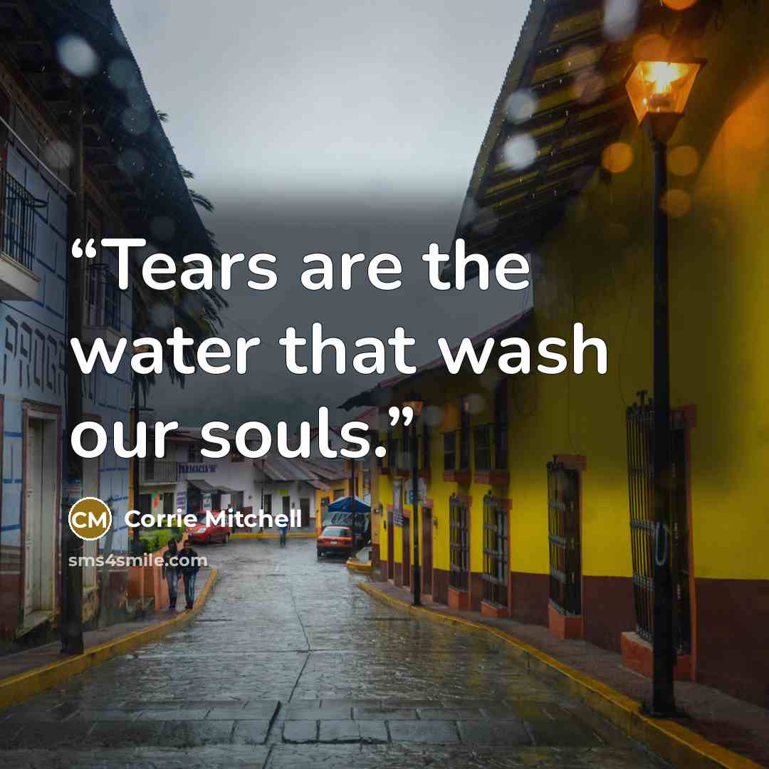 “Tears are the water that wash our souls.” quote by Corrie Mitchell
