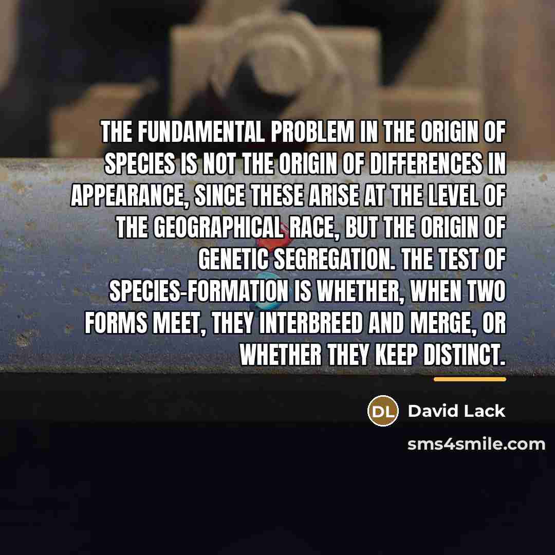“The fundamental problem in the origin of species is not…” quote by David Lack
