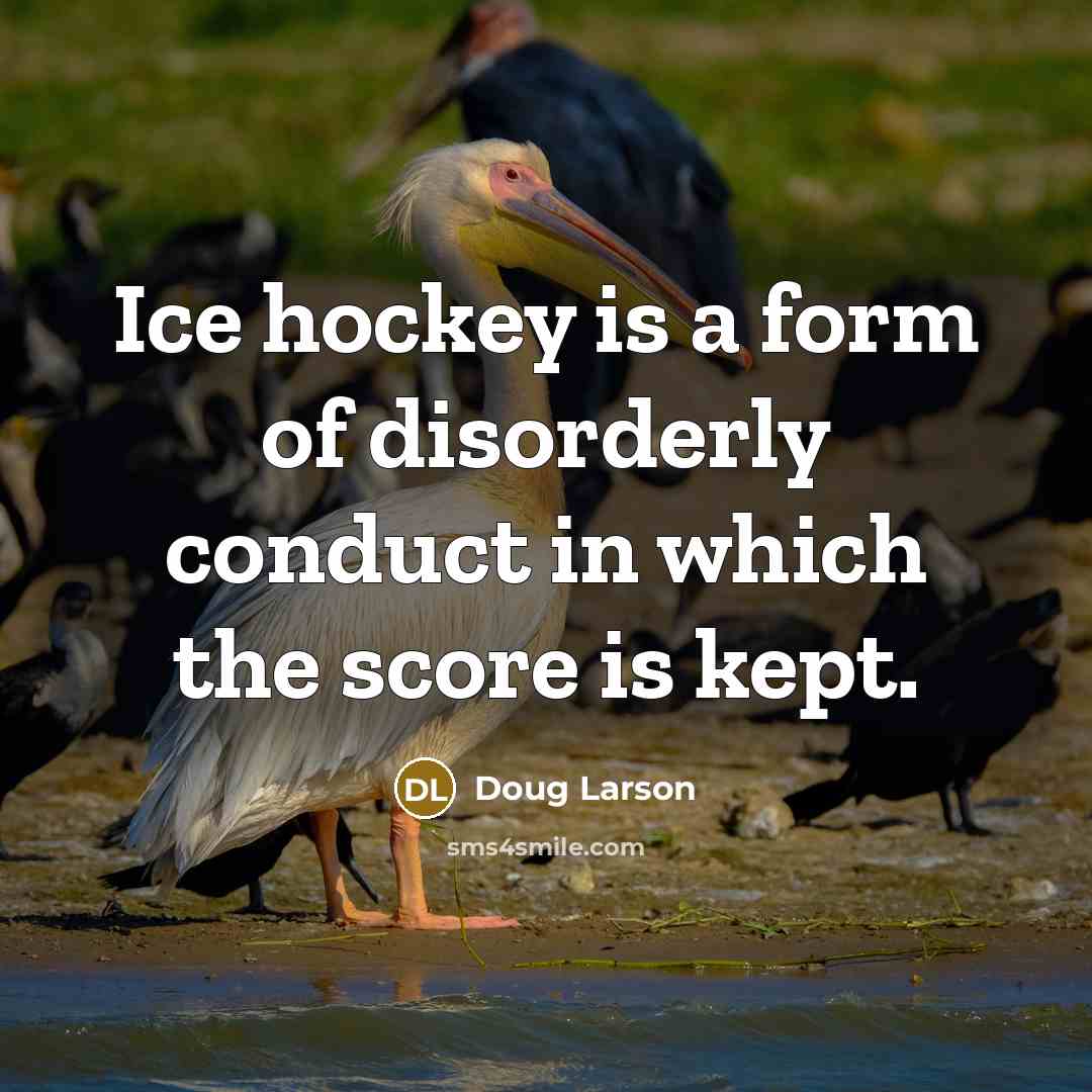 “Ice hockey is a form of disorderly conduct in which…” quote by Doug Larson