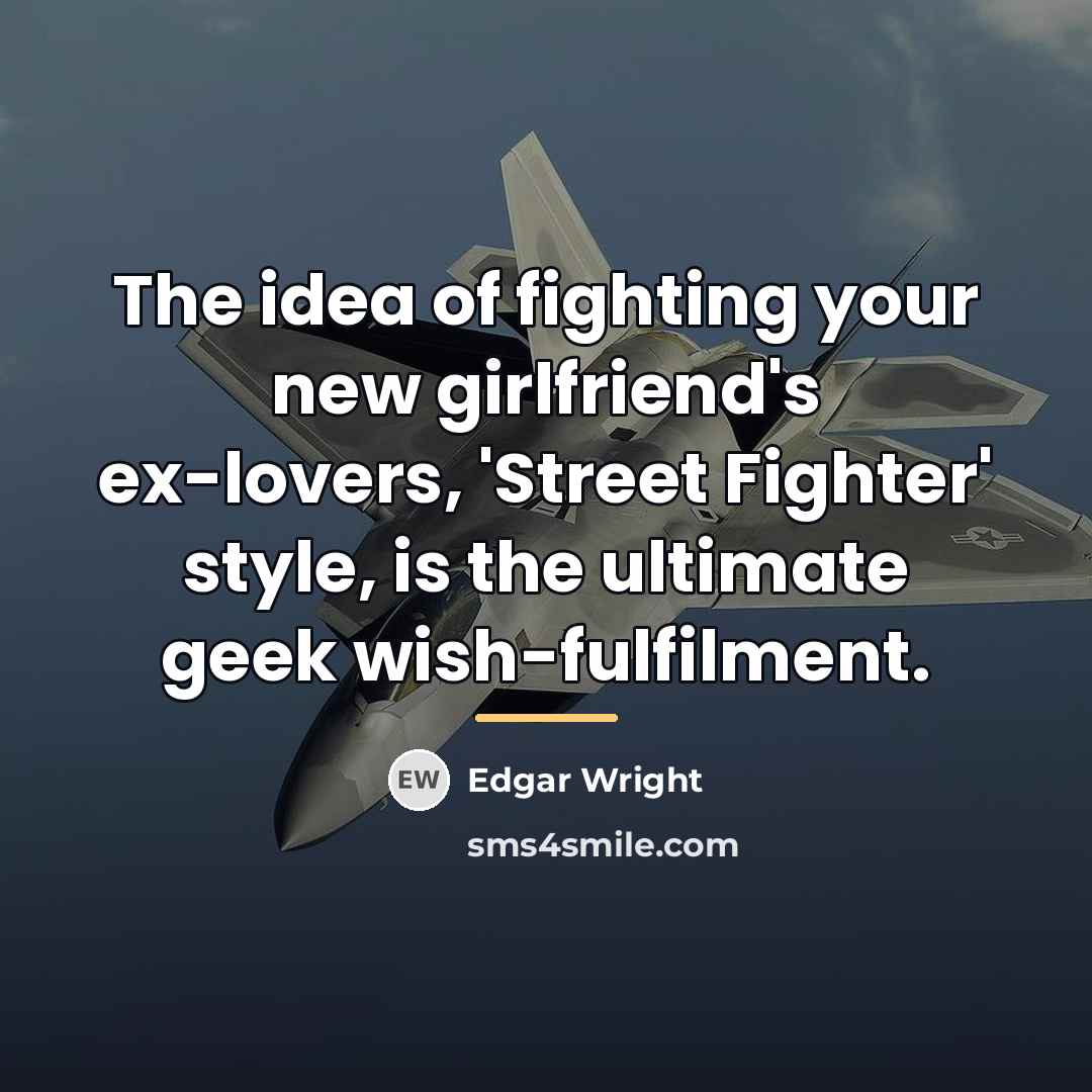 “The idea of fighting your new girlfriend's ex-lovers, 'Street Fighter'…” quote by Edgar Wright
