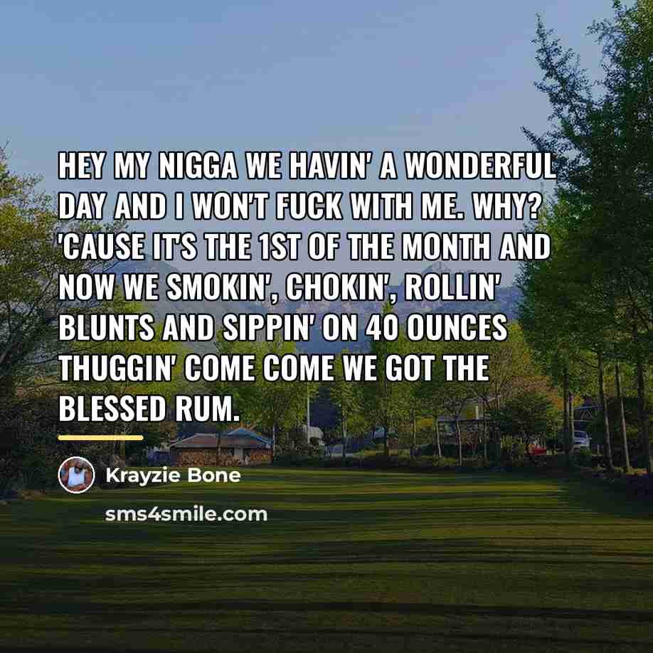 “Hey my nigga we havin' a wonderful day and I…” quote by Krayzie Bone