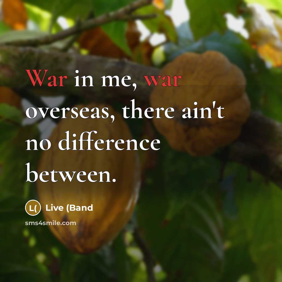 “War in me, war overseas, there ain't no difference between.…” quote by Live (Band