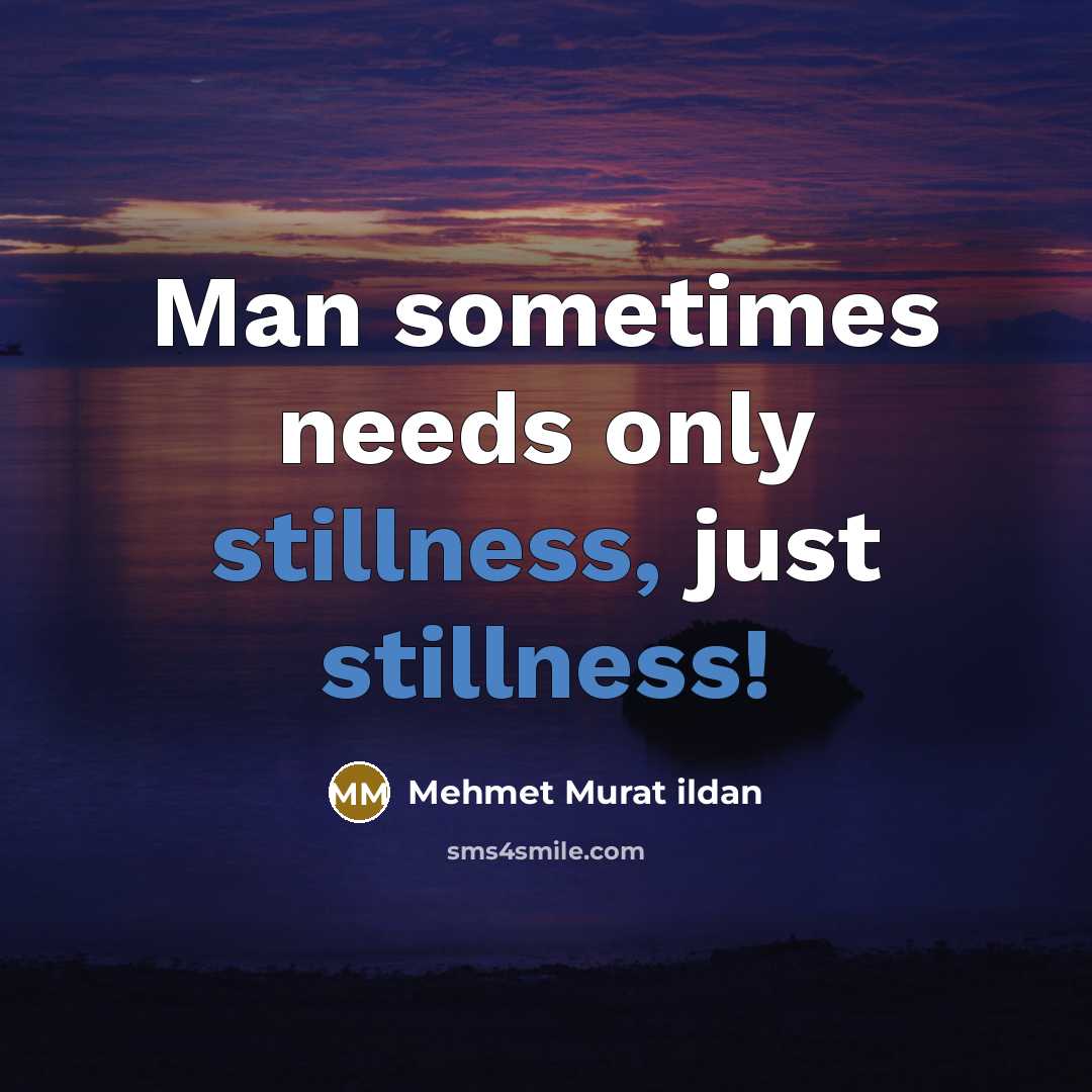 “Man sometimes needs only stillness, just stillness!…” quote by Mehmet Murat Ildan