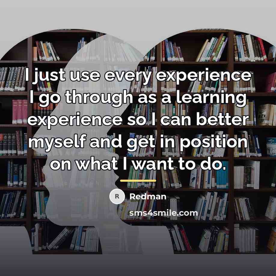 “I just use every experience I go through as a…” quote by Redman