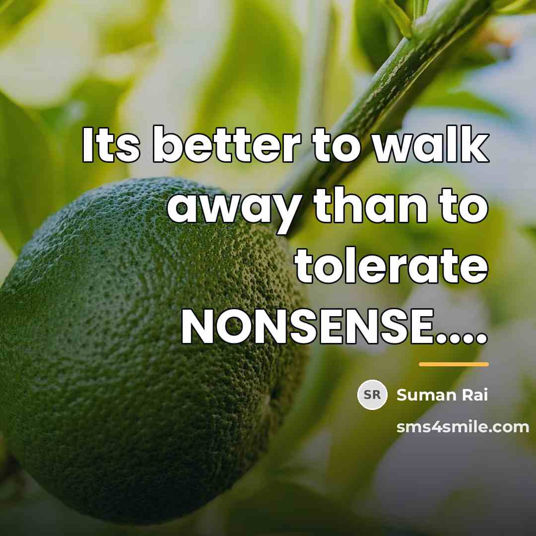 “Its better to walk away than to tolerate NONSENSE....…” quote by Suman Rai