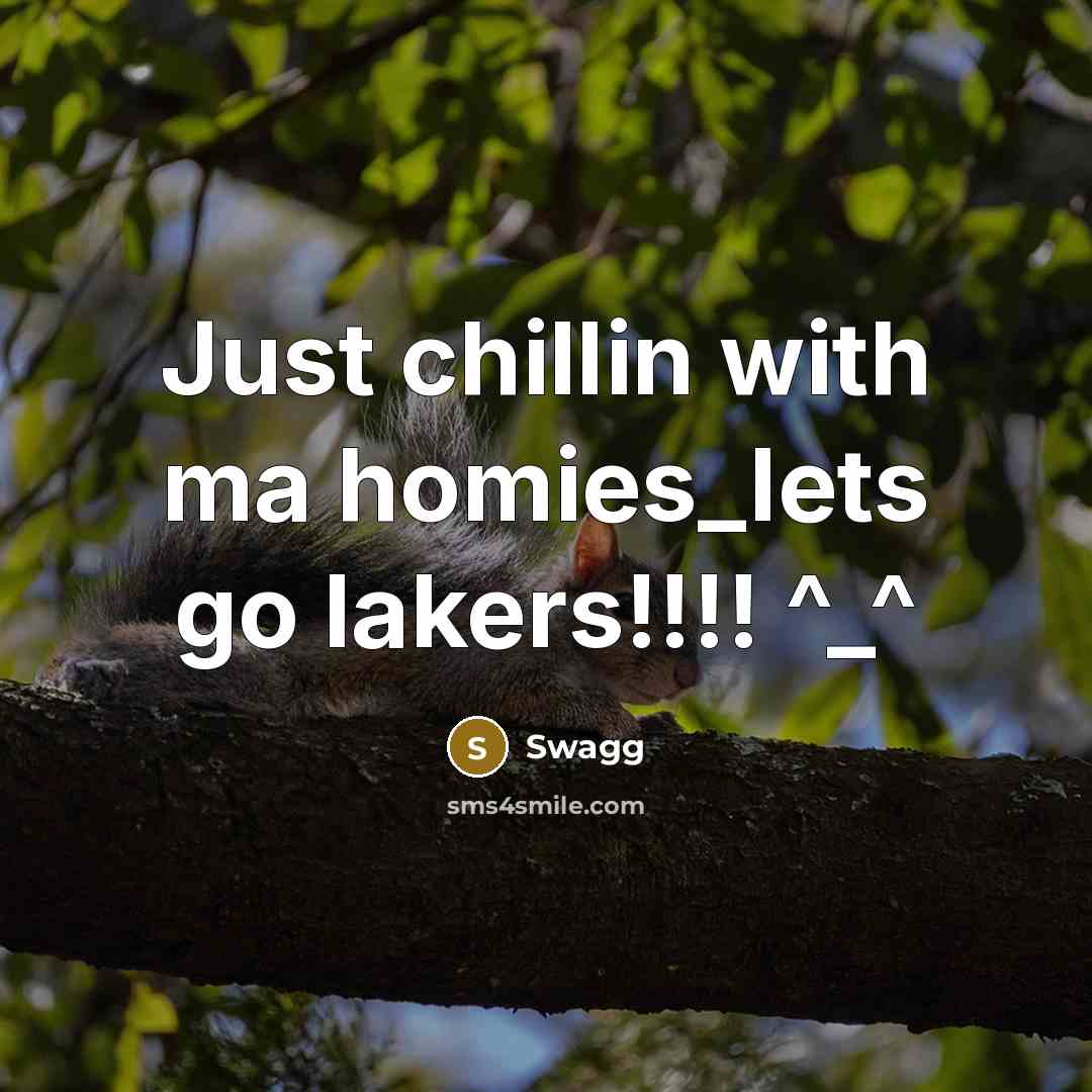 “Just chillin with ma homies_lets go lakers!!!! ^_^…” quote by Swagg