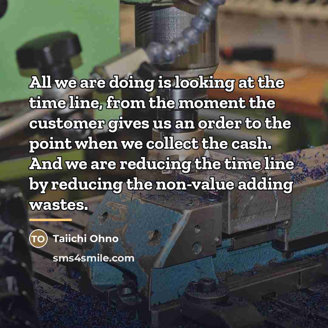 “All we are doing is looking at the time line,…” quote by Taiichi Ohno