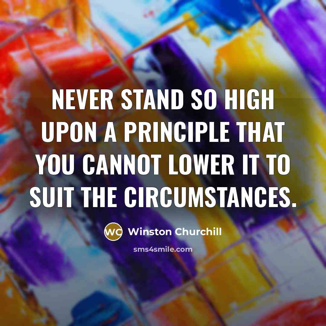 “Never stand so high upon a principle that you cannot…” quote by Winston Churchill
