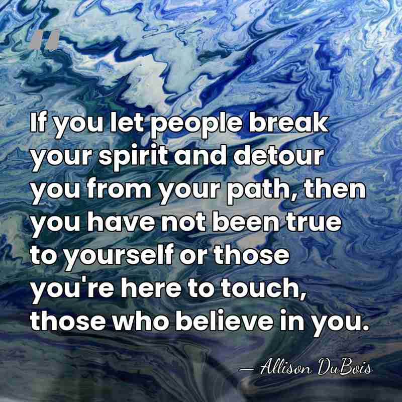 If you let people break your spirit and detour you from your&hellip; - Allison DuBois