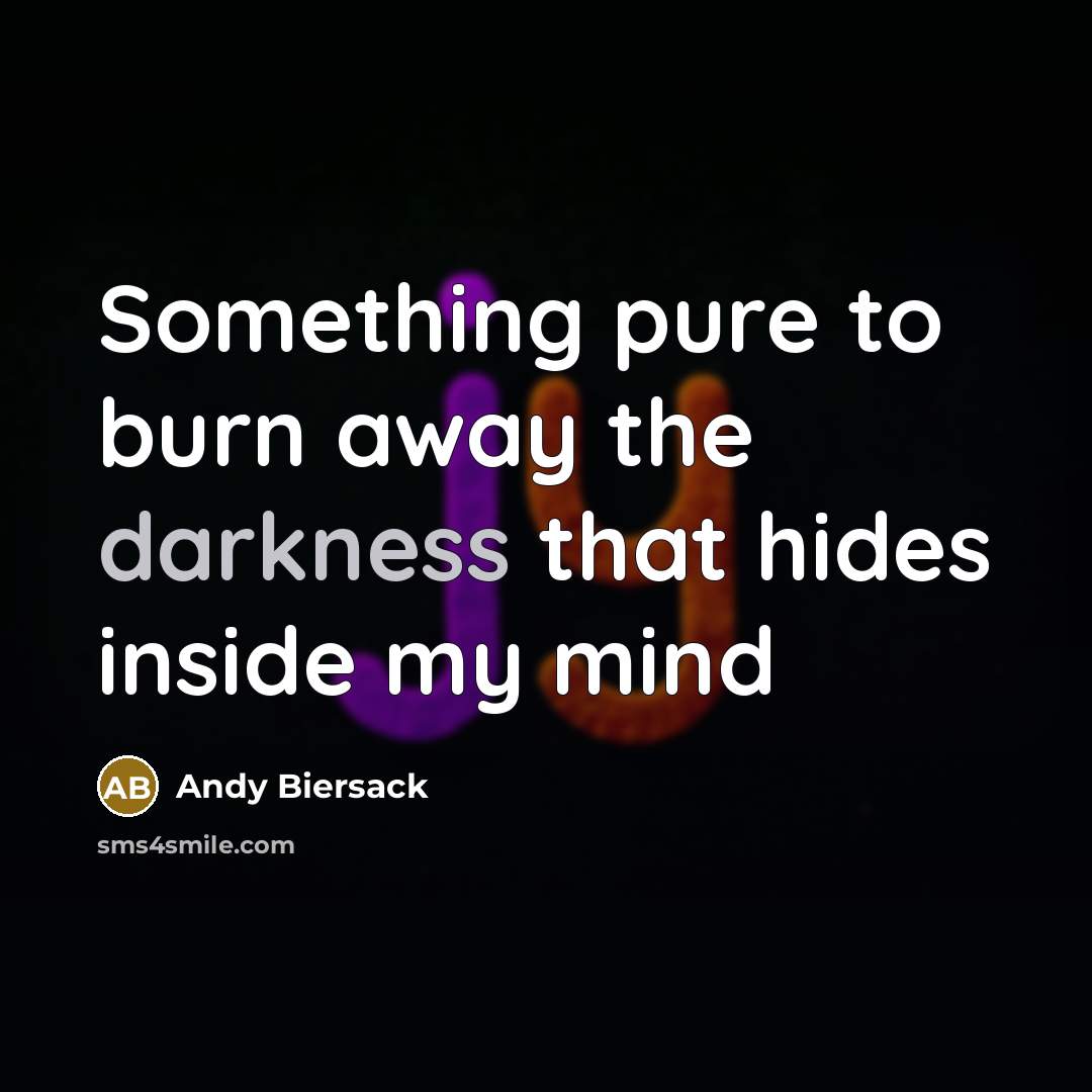 “Something pure to burn away the darkness that hides inside…” quote by Andy Biersack