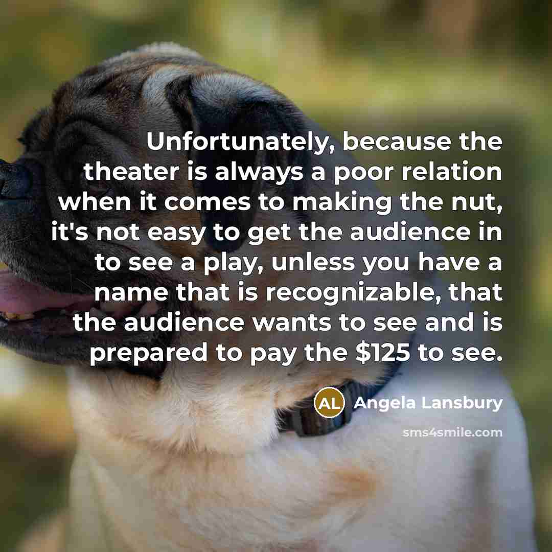 “Unfortunately, because the theater is always a poor relation when…” quote by Angela Lansbury