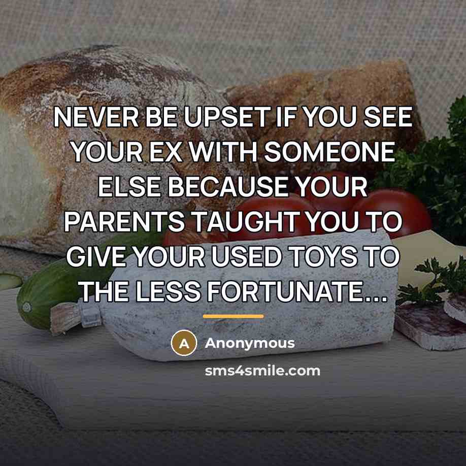 “NEVER BE UPSET IF YOU SEE YOUR EX WITH SOMEONE…” quote by Anonymous
