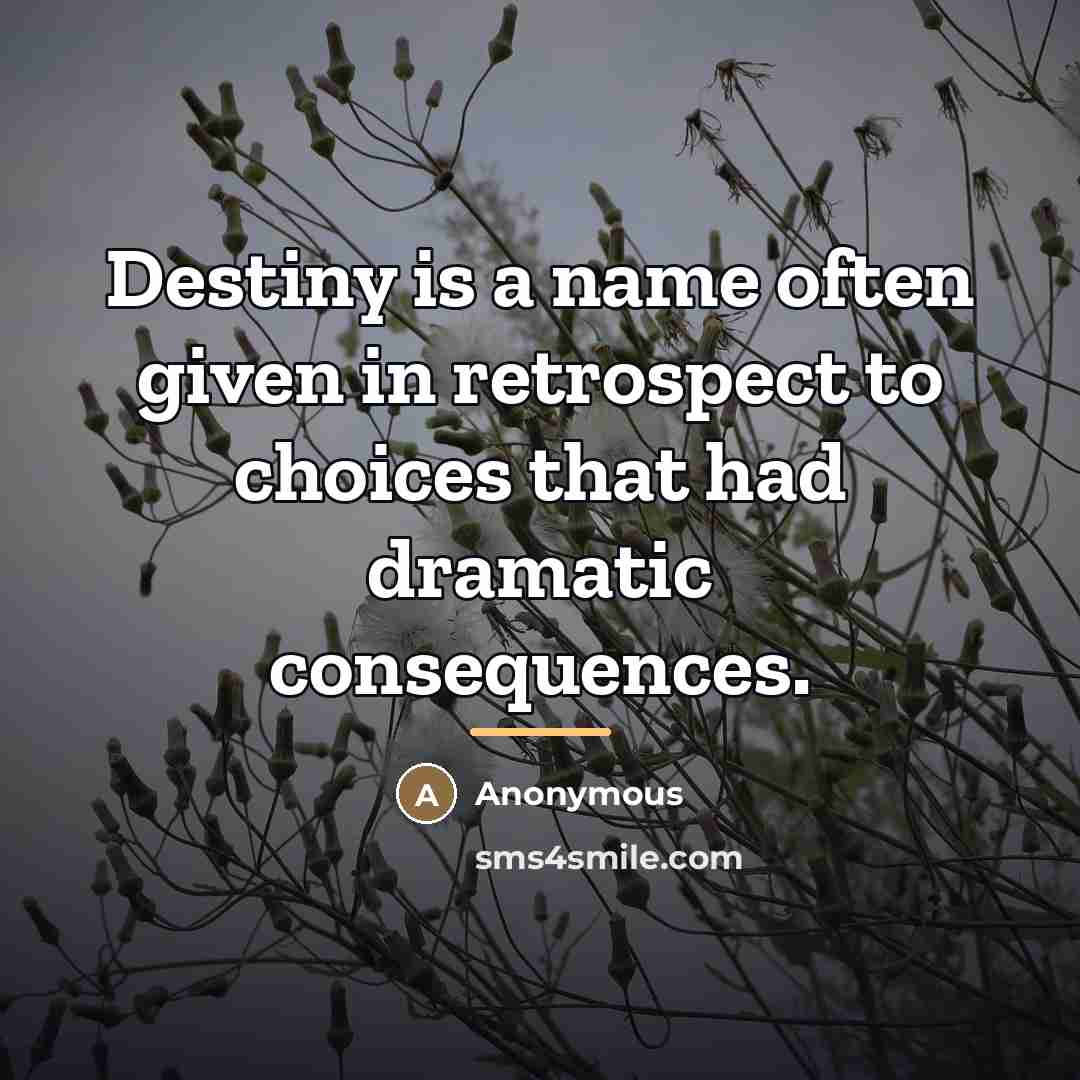 “Destiny is a name often given in retrospect to choices…” quote by Anonymous