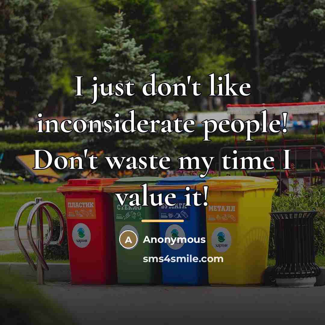 “I just don't like inconsiderate people! Don't waste my time…” quote by Anonymous