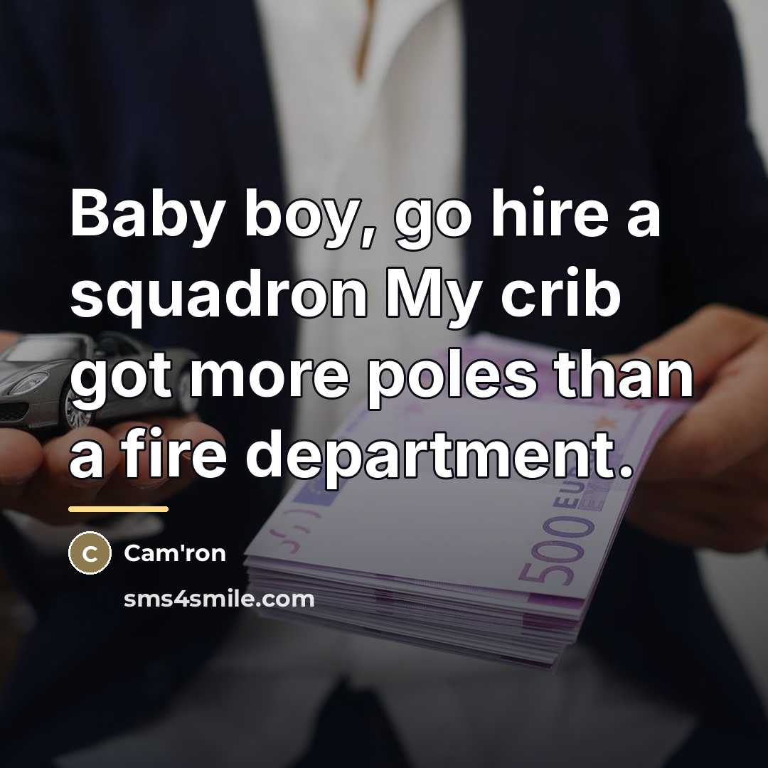 “Baby boy, go hire a squadron My crib got more…” quote by Cam'ron