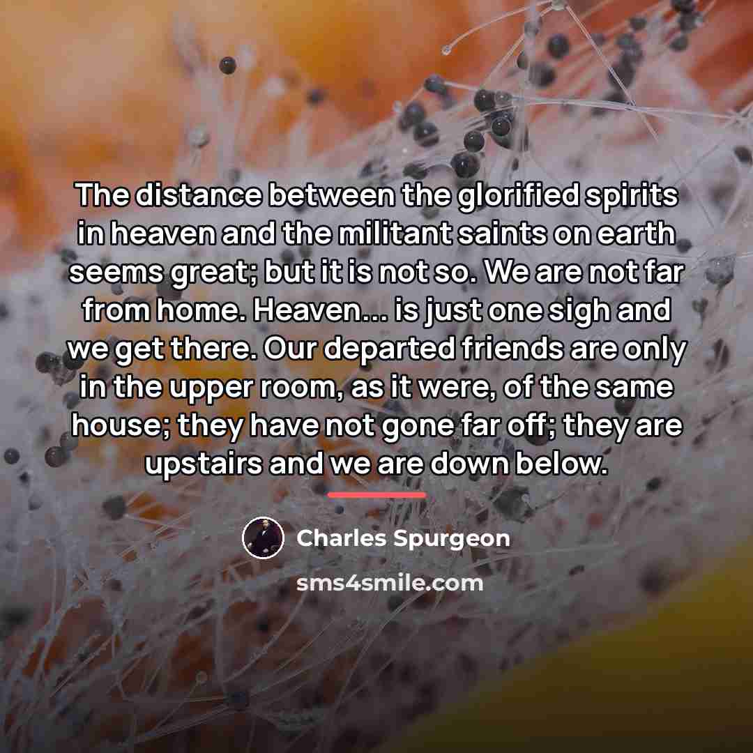 “The distance between the glorified spirits in heaven and the…” quote by Charles Spurgeon