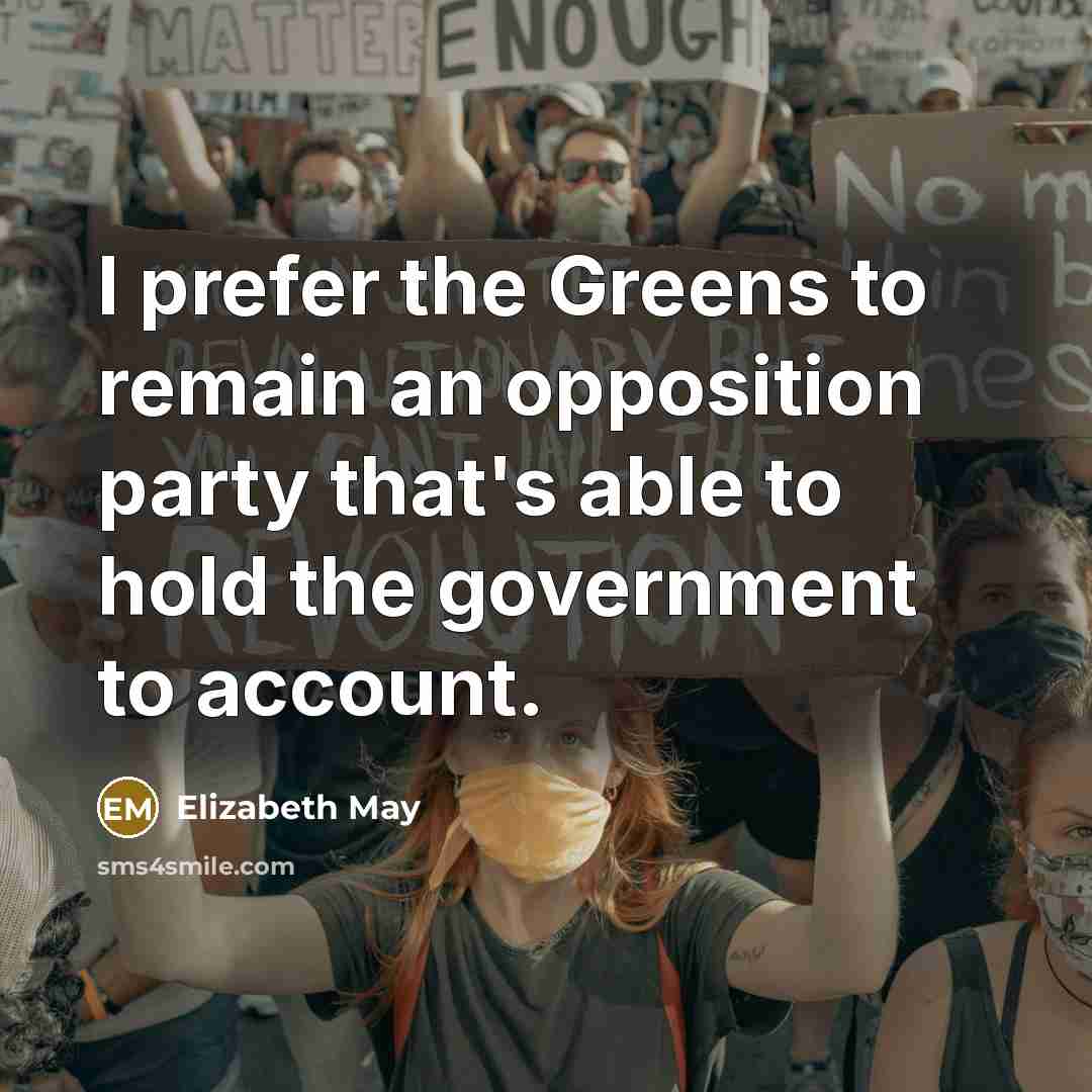 “I prefer the Greens to remain an opposition party that's…” quote by Elizabeth May