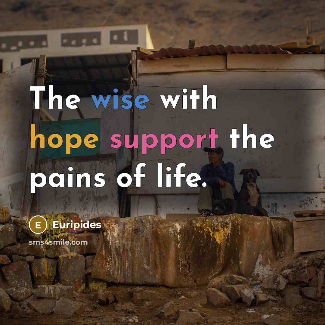 “The wise with hope support the pains of life.…” quote by Euripides
