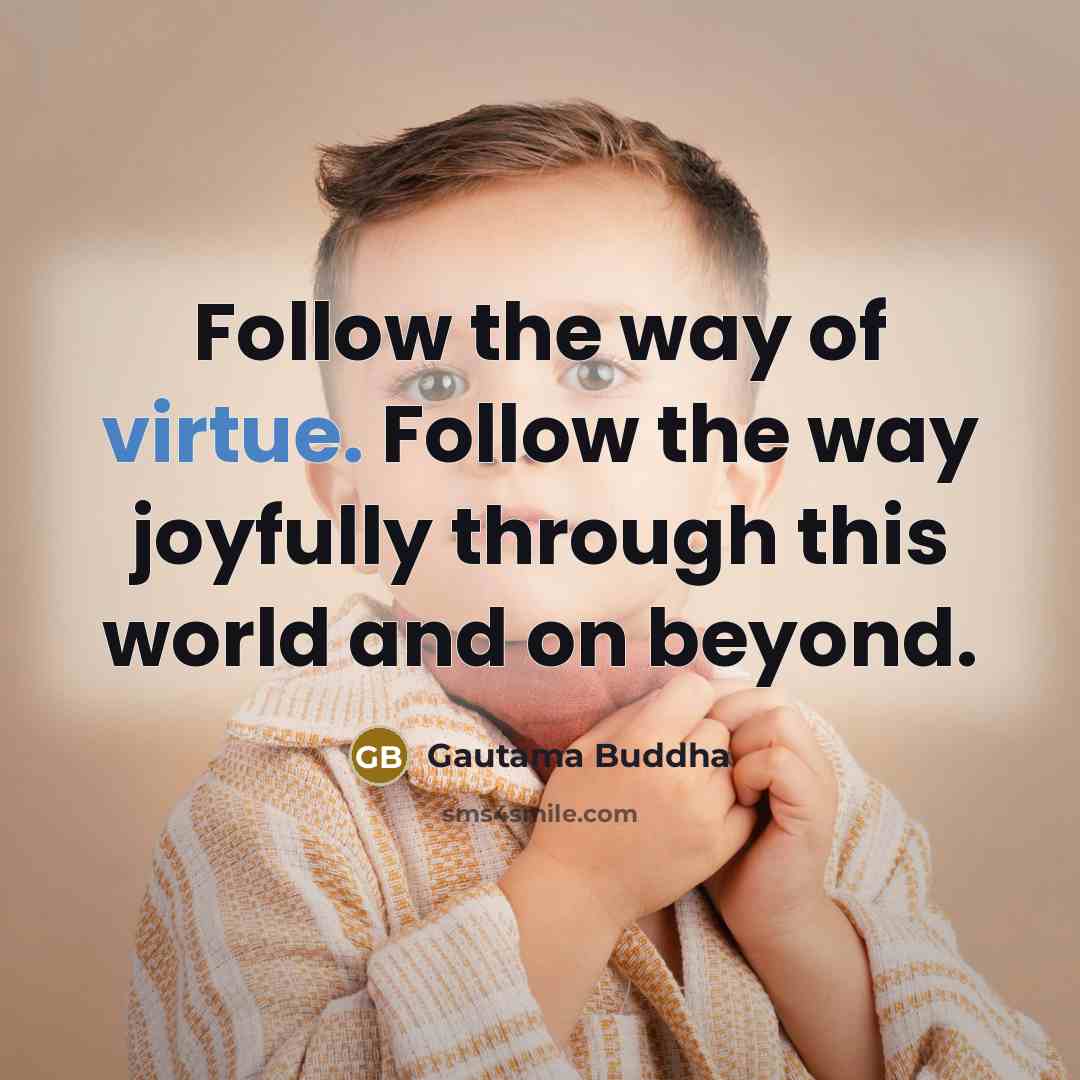 “Follow the way of virtue. Follow the way joyfully through…” quote by Gautama Buddha