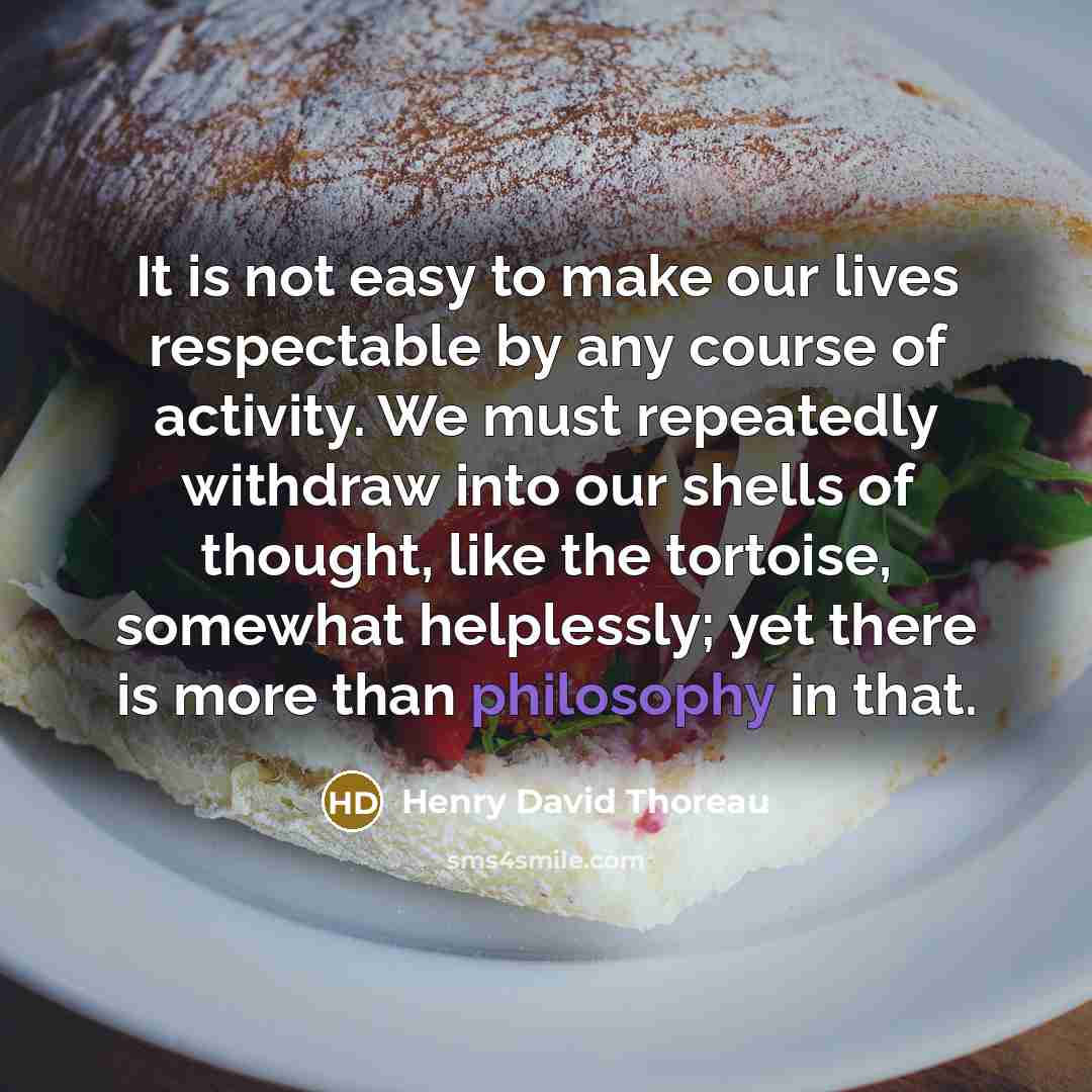 “It is not easy to make our lives respectable by…” quote by Henry David Thoreau