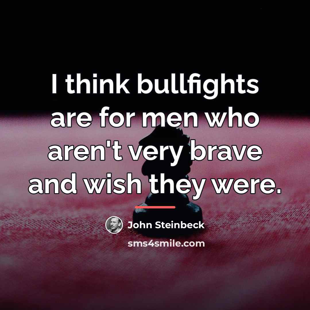 “I think bullfights are for men who aren't very brave…” quote by John Steinbeck