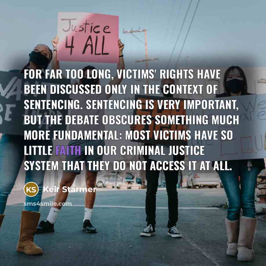“For far too long, victims' rights have been discussed only…” quote by Keir Starmer
