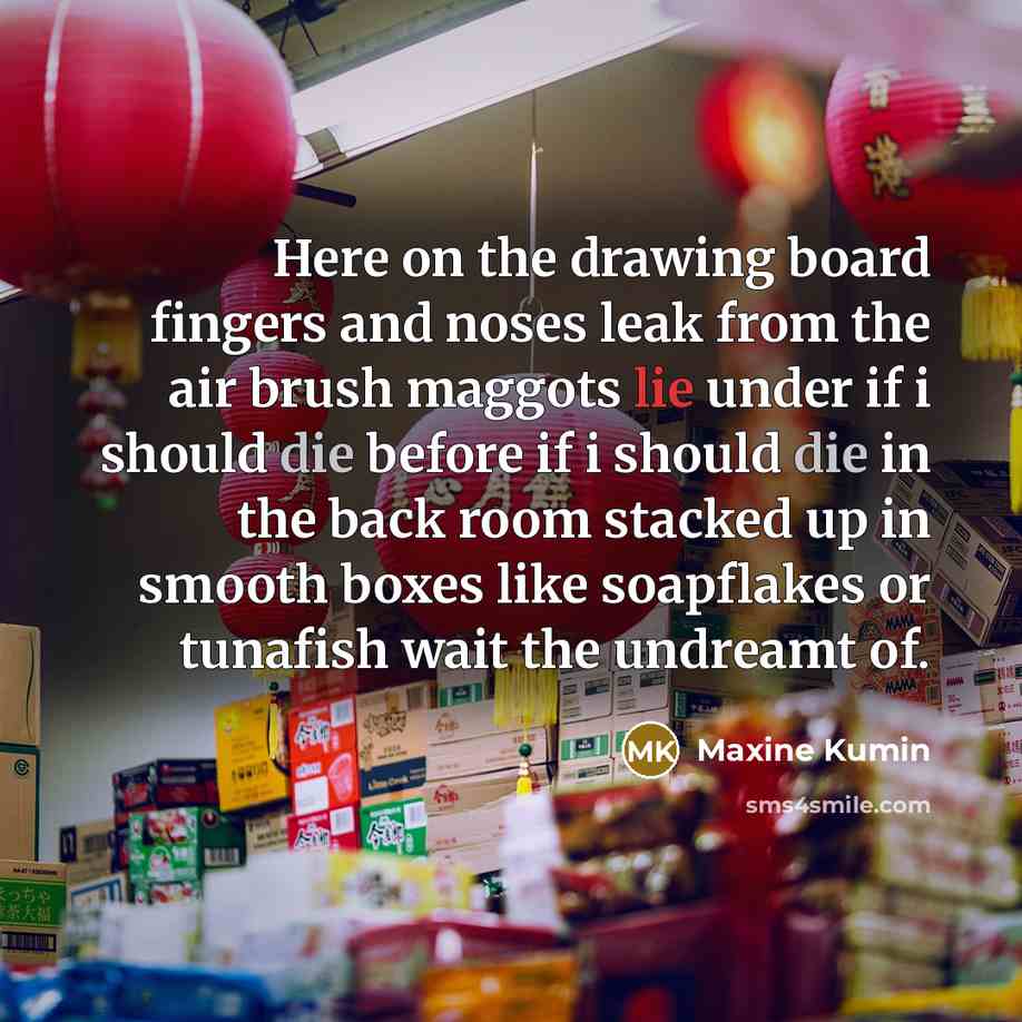 “Here on the drawing board fingers and noses leak from…” quote by Maxine Kumin