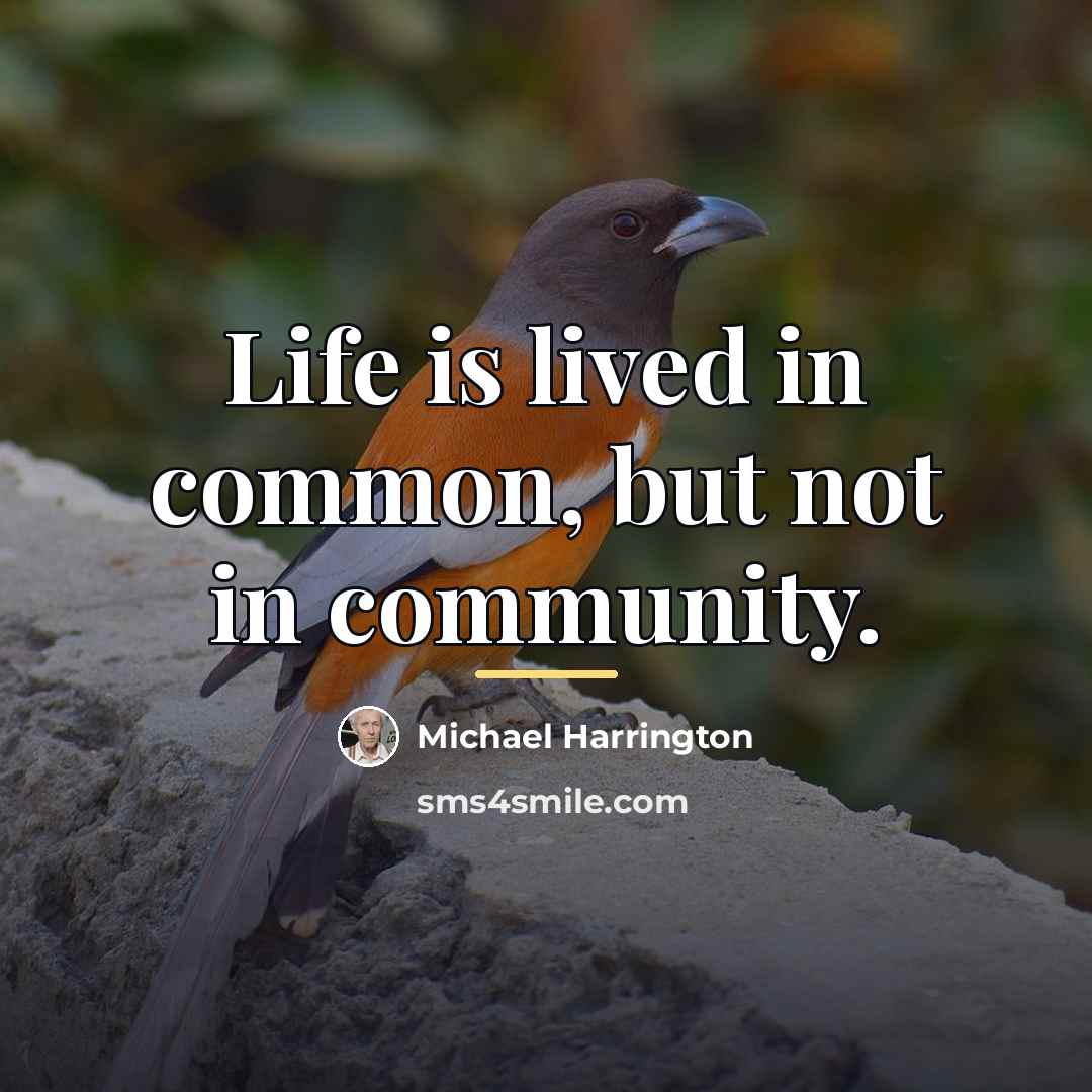 “Life is lived in common, but not in community.…” quote by Michael Harrington