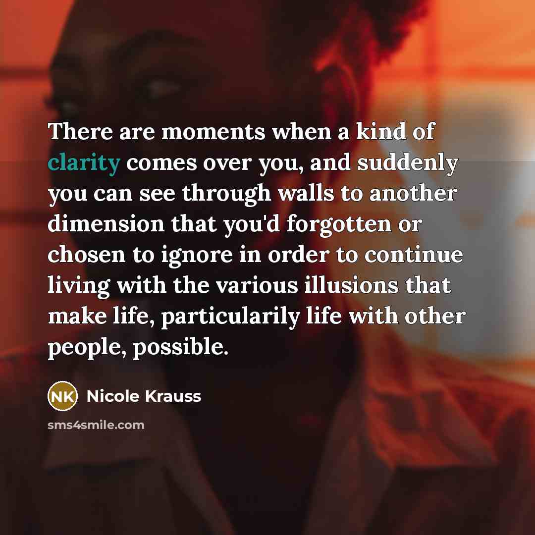“There are moments when a kind of clarity comes over…” quote by Nicole Krauss