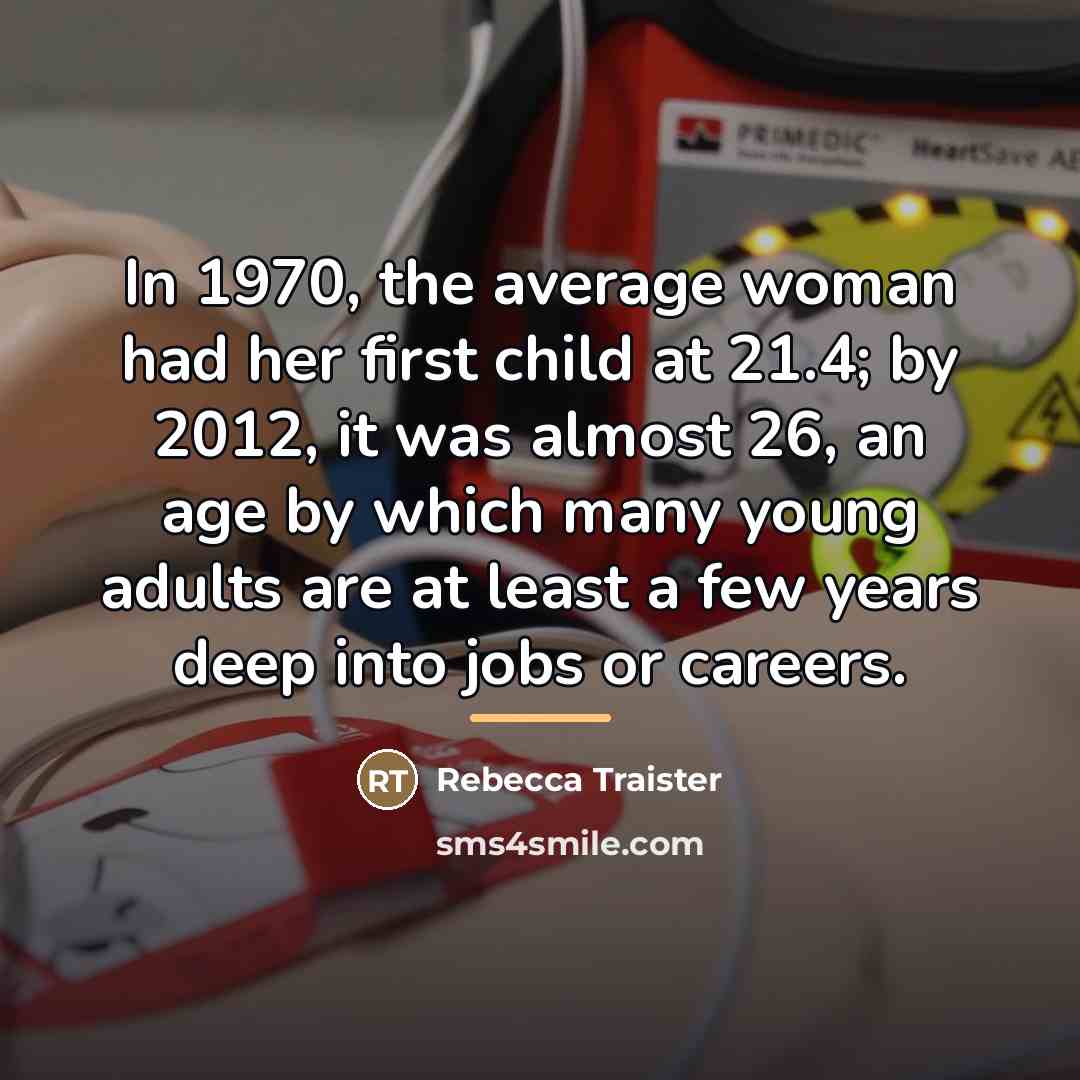 “In 1970, the average woman had her first child at…” quote by Rebecca Traister