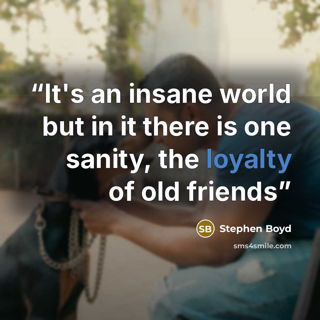 “It's an insane world but in it there is one sanity, the loyalty of old friends” quote by Stephen Boyd