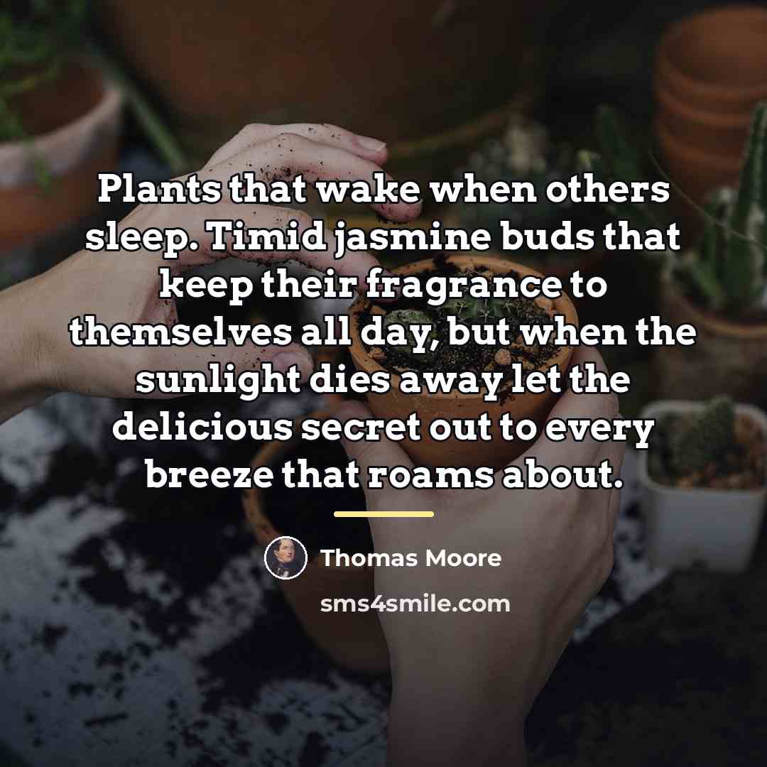 “Plants that wake when others sleep. Timid jasmine buds that…” quote by Thomas Moore