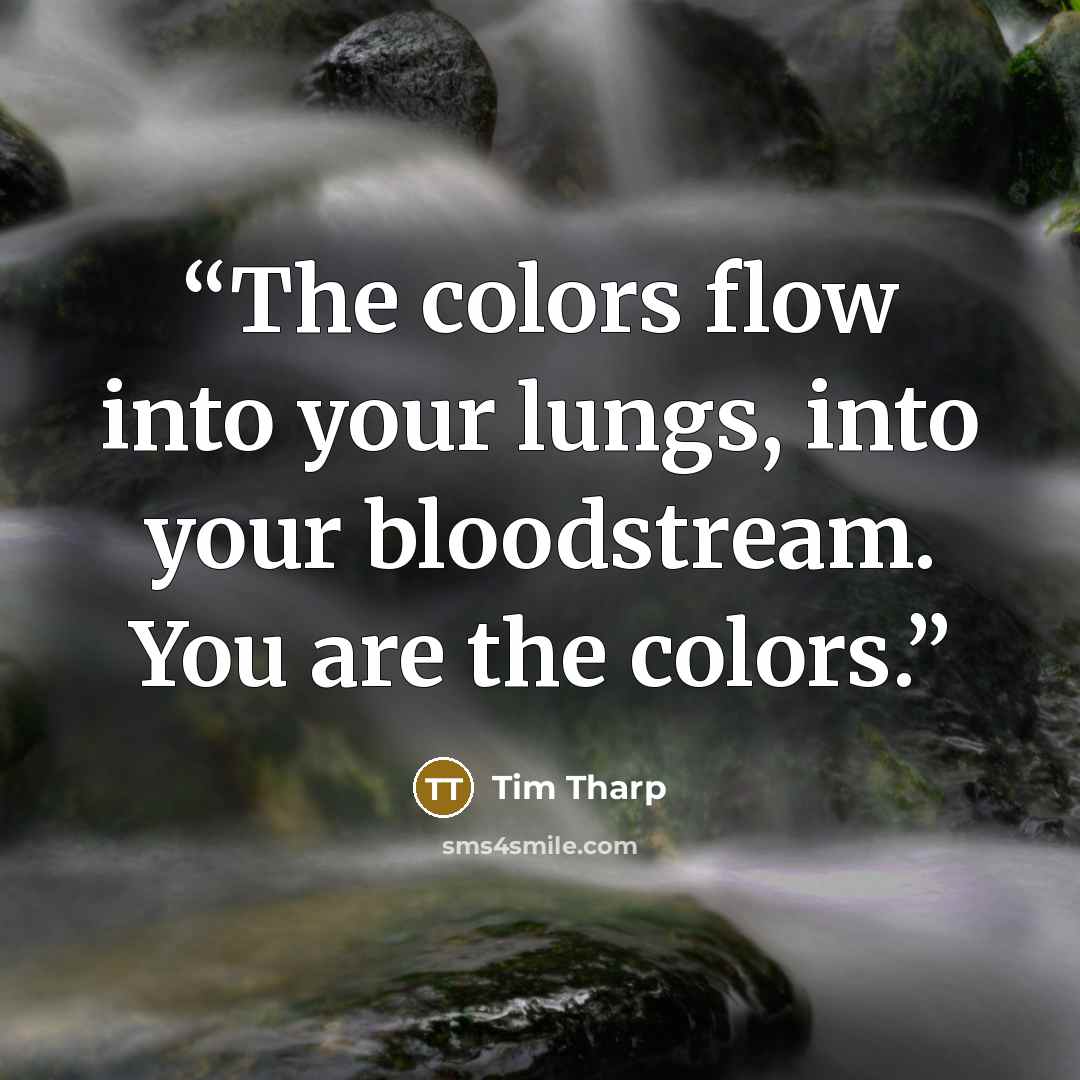 “The colors flow into your lungs, into your bloodstream. You are the colors.” quote by Tim Tharp