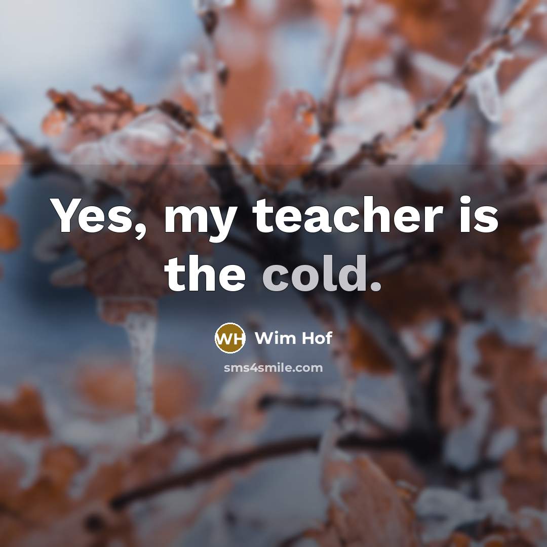 “Yes, my teacher is the cold.…” quote by Wim Hof