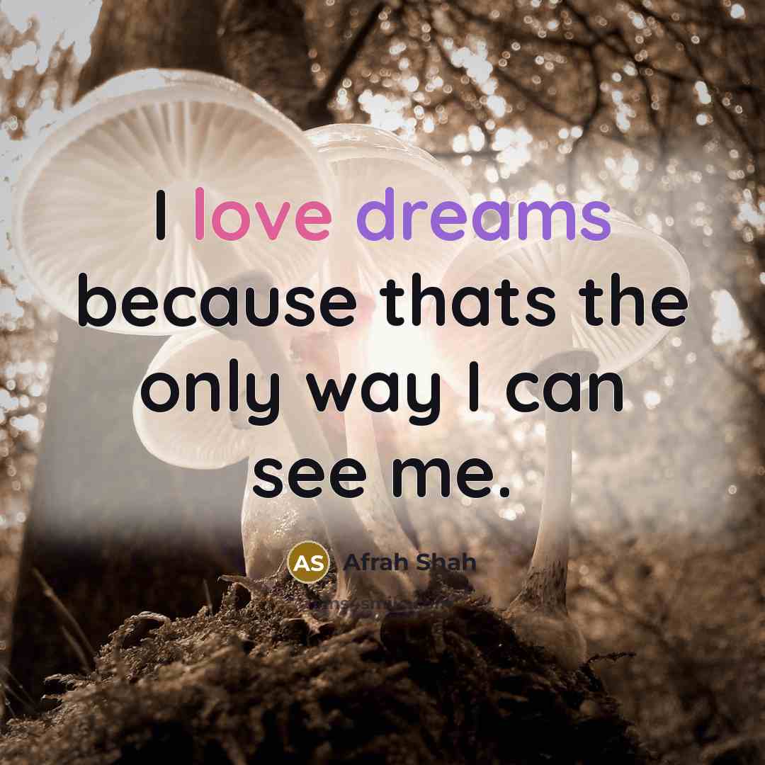 “I love dreams because thats the only way I can…” quote by Afrah Shah