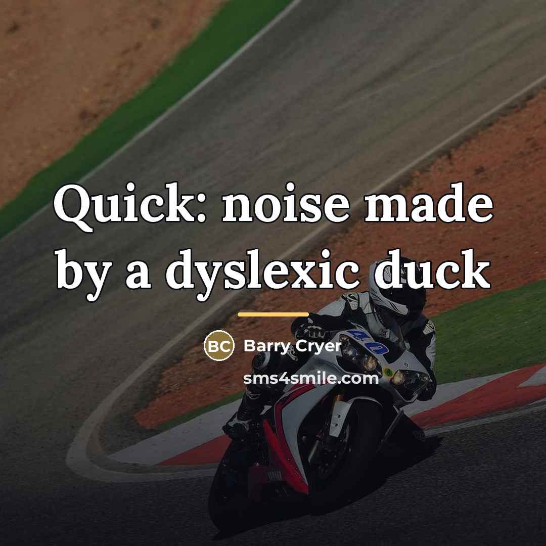 “Quick: noise made by a dyslexic duck…” quote by Barry Cryer