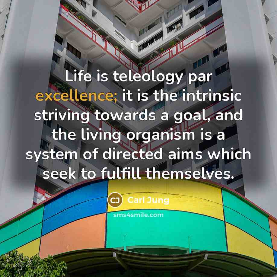 “Life is teleology par excellence; it is the intrinsic striving…” quote by Carl Jung