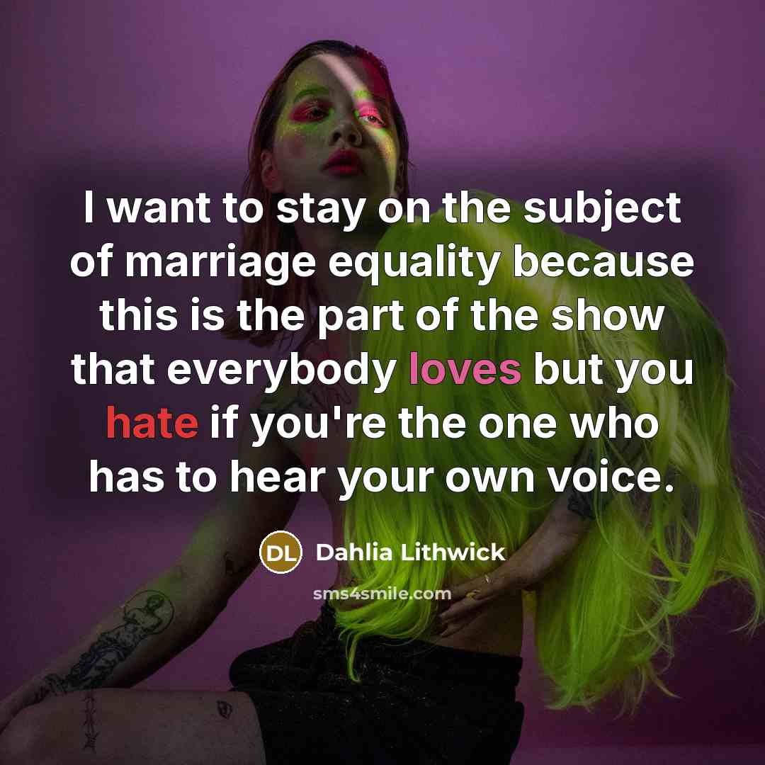 “I want to stay on the subject of marriage equality…” quote by Dahlia Lithwick