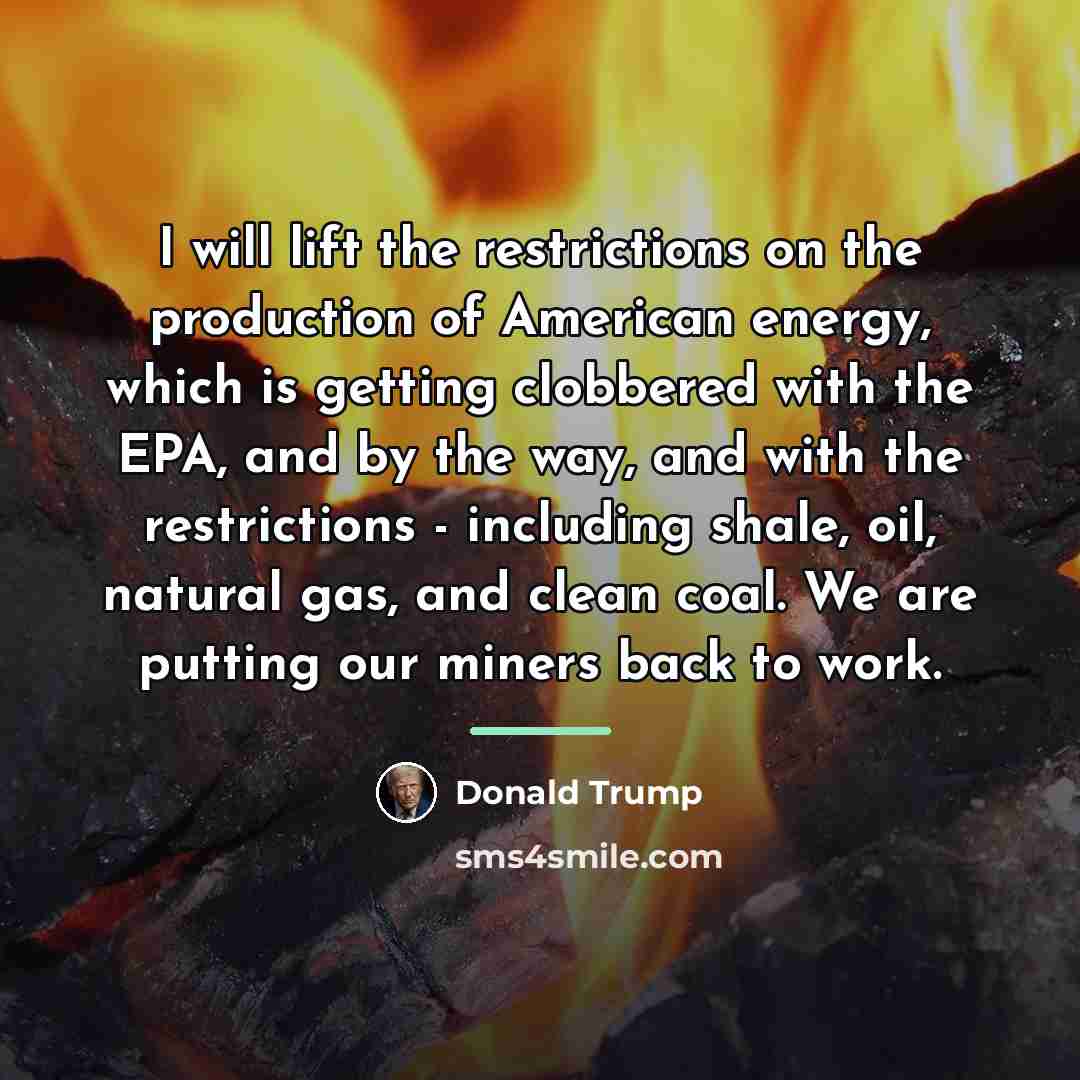 “I will lift the restrictions on the production of American…” quote by Donald Trump