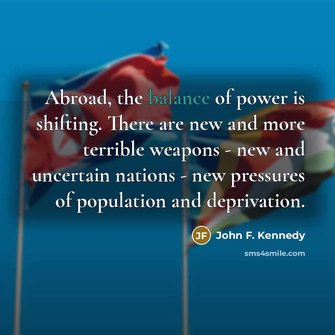 “Abroad, the balance of power is shifting. There are new…” quote by John F. Kennedy