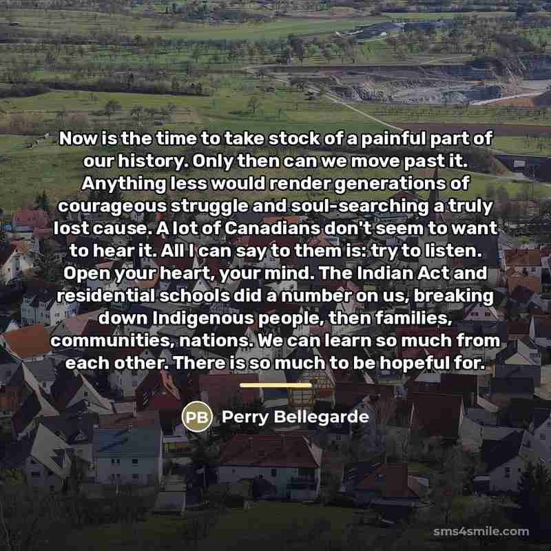 “Now is the time to take stock of a painful…” quote by Perry Bellegarde